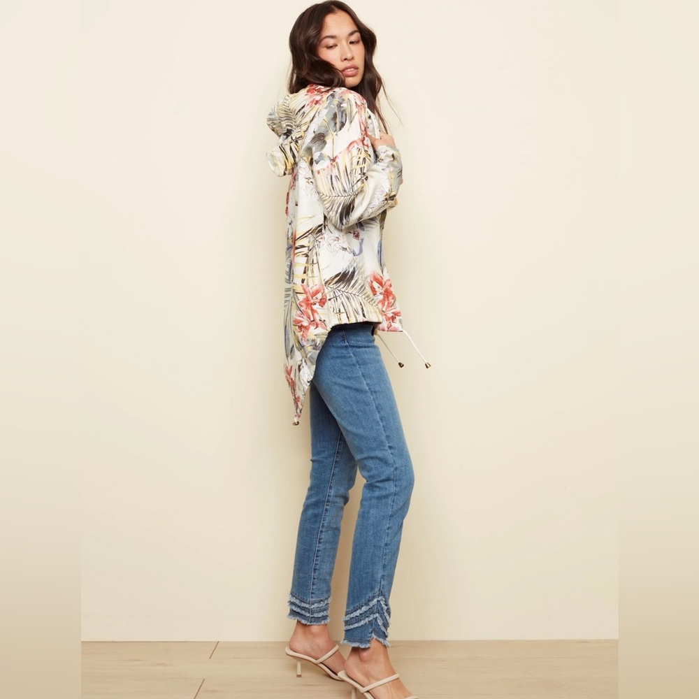 Charlie B Linen Floral Hoody Jacket